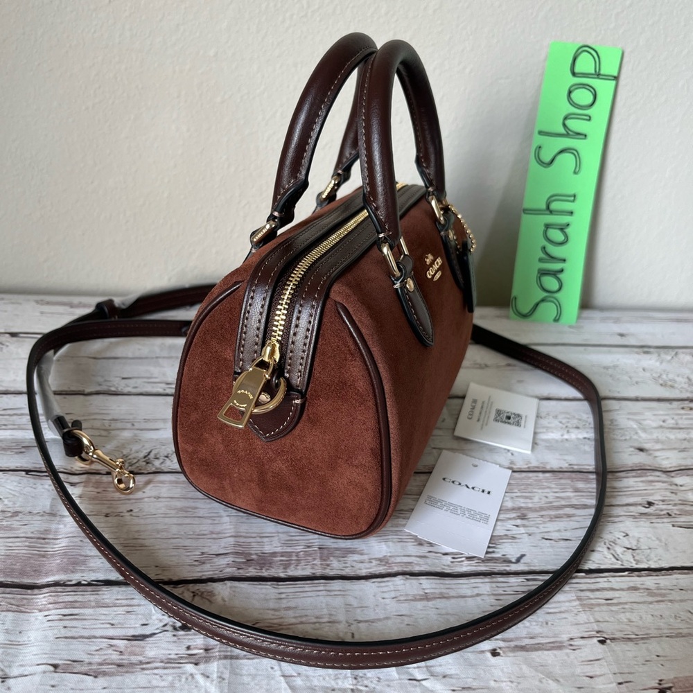 Coach Brown Suede Crossbody with Dark Brown Leather Trim and Gold Hardware - Picture 5 of 14